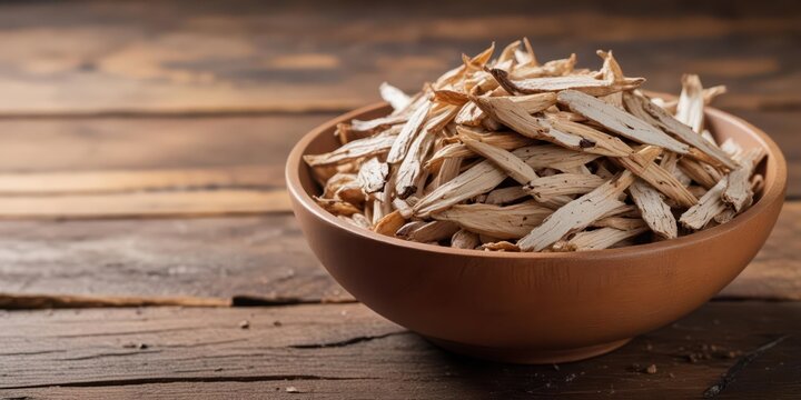 Close up of raw dried anchovies in a bowl on wooden table , food, seafood,  food, seafood, cured fish