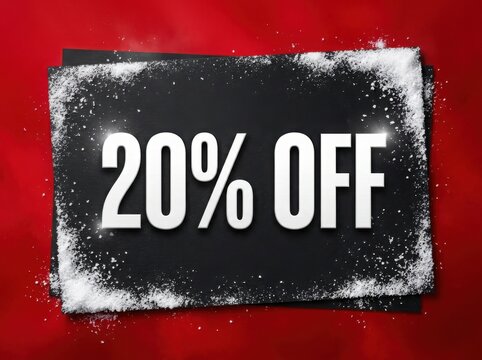 Twenty Percent Off Sale with Snow Border During Festive Season
