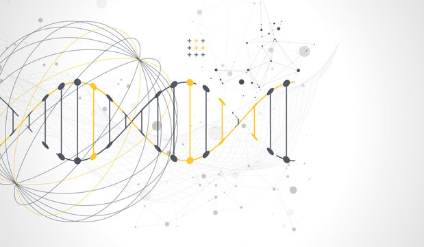 Abstract scientific background with DNA molecular structure.