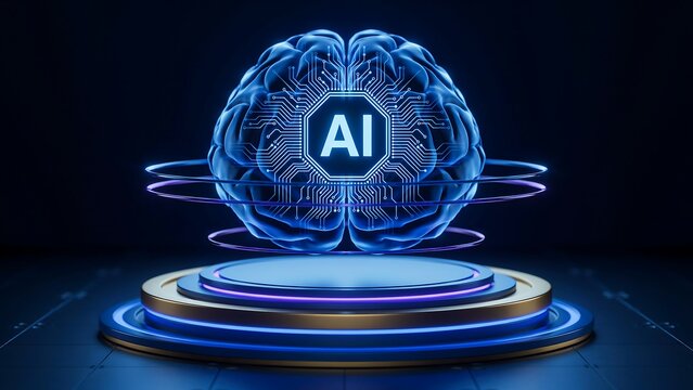 Artificial Intelligence Brain Concept with Futuristic Digital Technology
