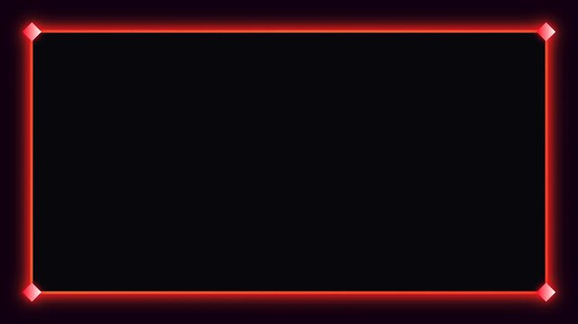 Animated glowing red rectangle border with corner elements on black background, perfect for gaming streams or webcam overlays.