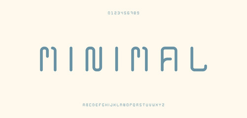 Obraz premium Minimal, Abstract technology futuristic alphabet font. digital space typography vector illustration design