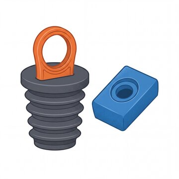 Kayak Scupper Plug and Mounting Block Illustration