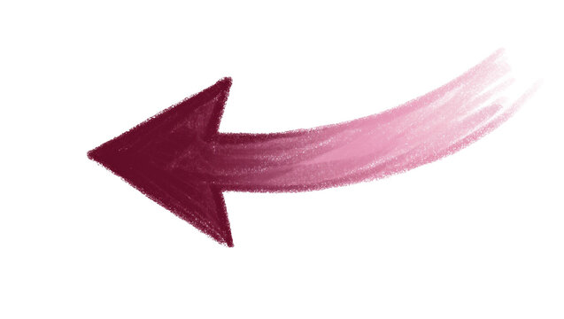 Dark red arrow with pink gradient brush stroke, isolated on transparent background