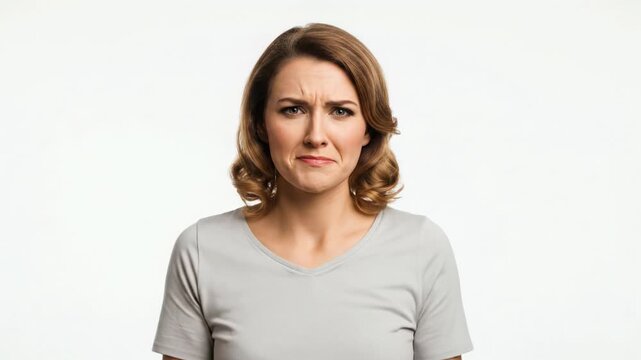 Confused Woman Shrugging Shoulders, Expressing Uncertainty and Doubt