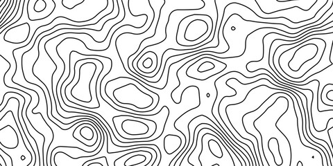 Black and white topographic map vector pattern showcasing abstract contour lines for geographic elevation design, © ABEDA