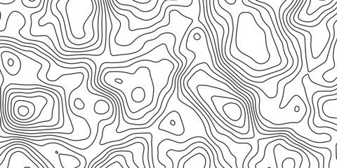 Black and white topographic map vector pattern showcasing abstract contour lines for geographic elevation design, © ABEDA