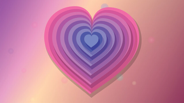 Concentric purple heart layers creating depth for romantic Valentine day holiday displays.