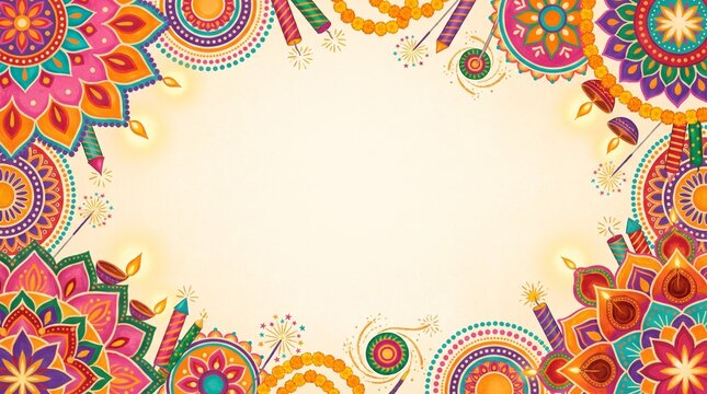 Traditional Firecracker & Rangoli Frame