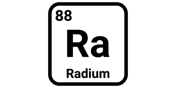 Radium periodic table element ra 88 black square icon vector design.