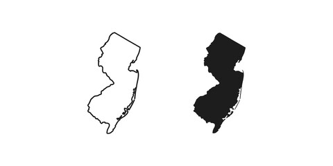 New jersey state map silhouette and outline for geographic reference. © huzaifa