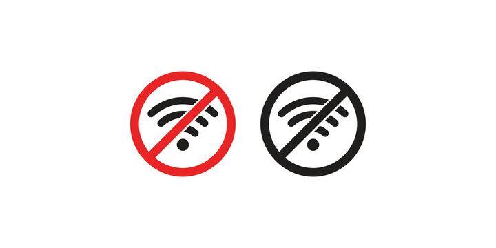 No wifi connection signs set for wireless internet network outage alerts.