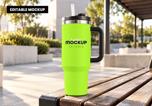 Editable Tumbler Cup Mockup Template