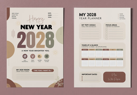 Happy New Year Planner Template Layout