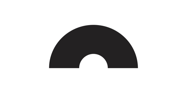 Black semicircular arc shape on transparent background for graphics.
