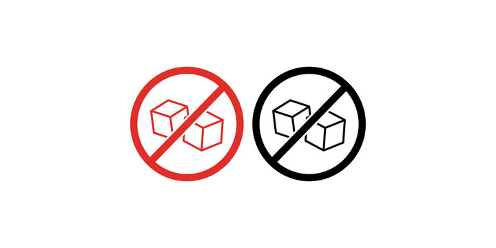 Sugar free concept showing red and black forbidden sugar cube icons.