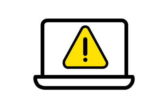 Laptop icon with a yellow warning triangle on the screen