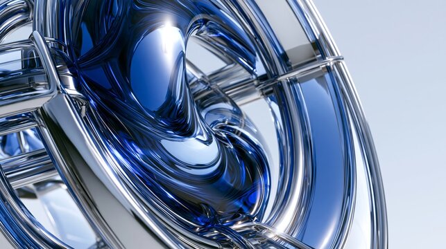 Blue fluid metal abstract technology background