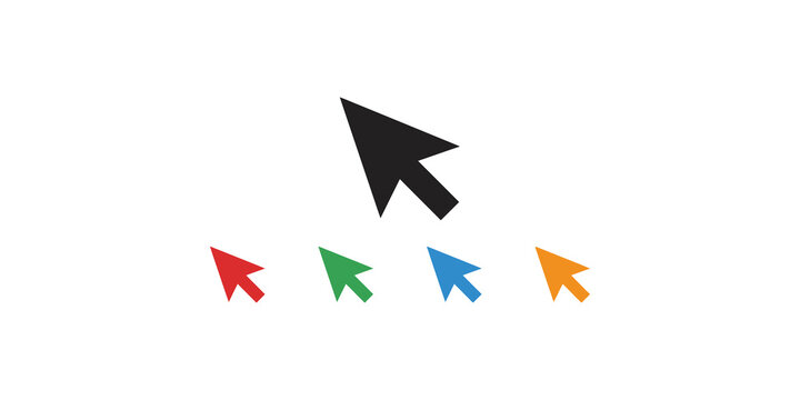 Computer cursor mouse pointer icon set in various colors with black.