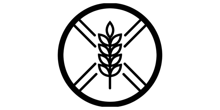 Gluten free symbol black icon with wheat stalk inside a circle.