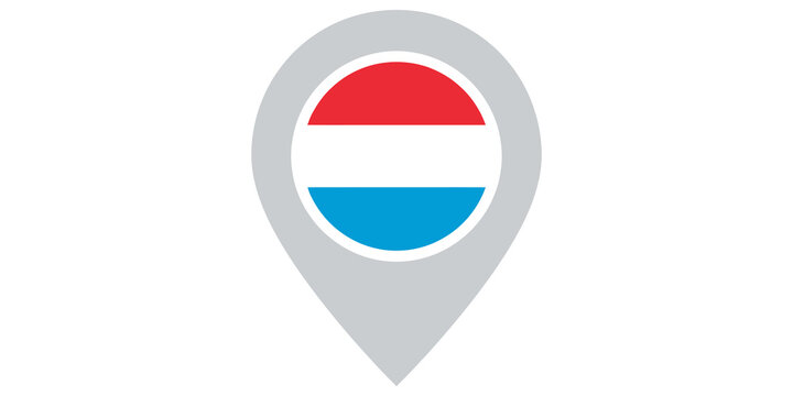 Luxembourg flag map pointer icon for location and travel navigation.