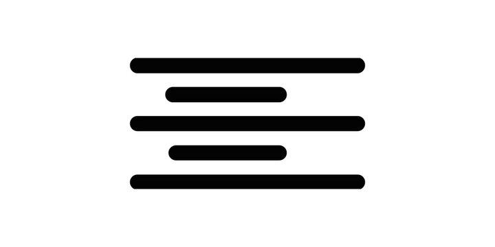 Text alignment center paragraph layout icon bold black line graphic sign.