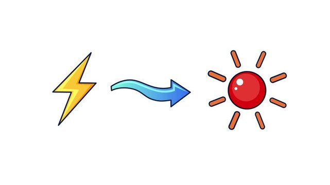 Lightning Bolt Arrow Sun Energy Conversion Cartoon Animation