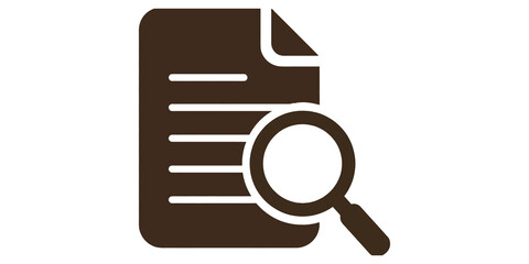 Brown document search icon with magnifying glass for file audit theme. © huzaifa