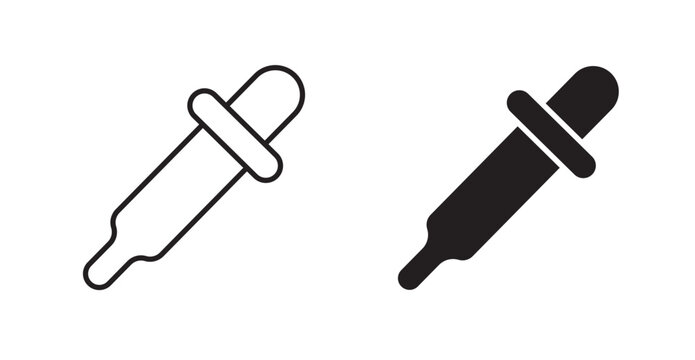 Eye dropper icon flat outline in black