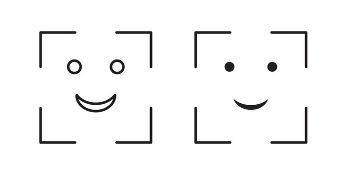 Face id icon flat outline in black