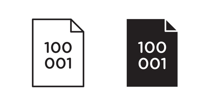 File Binary icon flat outline in black