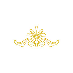 A vector illustration of a golden decorative scrollwork element, featuring ornate flourishes and classic floral motifs, isolated on a transparent background © MSTLATIFA
