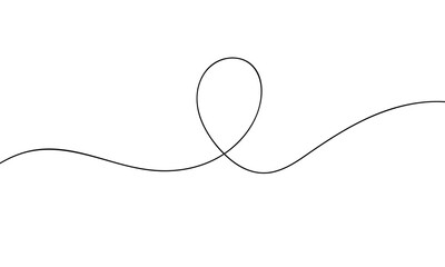 Obraz premium Minimalist continuous line drawing depicting a simple loop resembling a ribbon or cursive letter on a clean transparent background