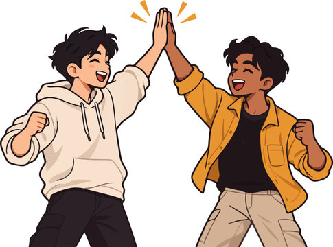 Two friends giving high-five