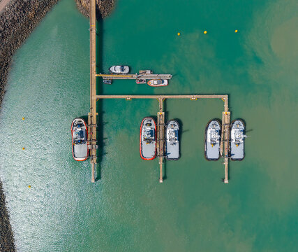 Aerial view of the Tug Wharf at Mackay, Queensland