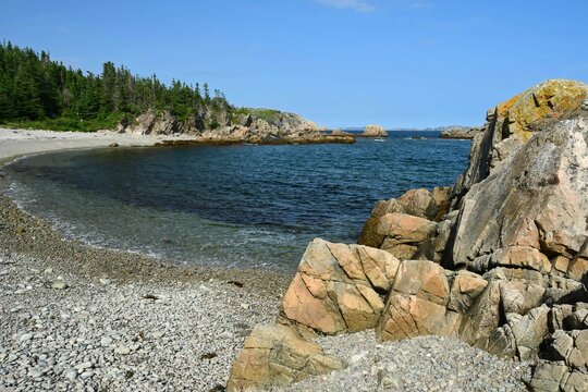 picturesque jones cove beach on a sunny summer day  along the lower little harbour trail on south twillingate island in northeastern newfoundland, canada