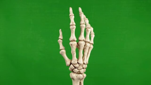 Skeleton hand halloween green screen fear creepy bone spooky white scary death dead horror anatomy human finger arm knuckle palm wrist joint skull