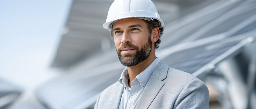 Renewable Energy Specialist by Solar Panels with AI Monitoring Interface &mdash; Sustainability Portrait

