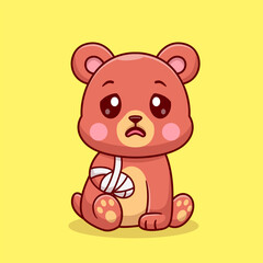 Obraz premium Cute Bear Injury Sick With Bandage Hand Cartoon