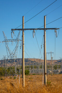 Power lines at the Callide Power Station at Biloela, Queensland