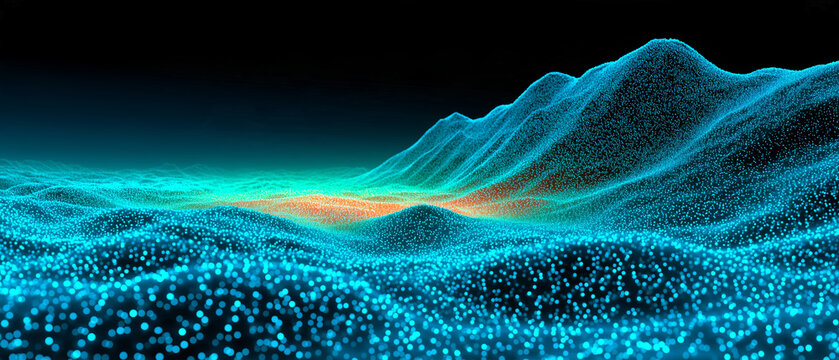 Aerial Top-Down View of Infinite Data Landscape with Glowing Blue Points &mdash; Data Visualization

