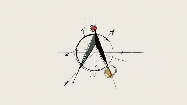 Abstract compass rose with arrows and circles, representing direction and navigation.