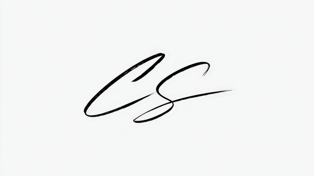 Elegant black cursive signature 'CS' isolated on white background for branding.
