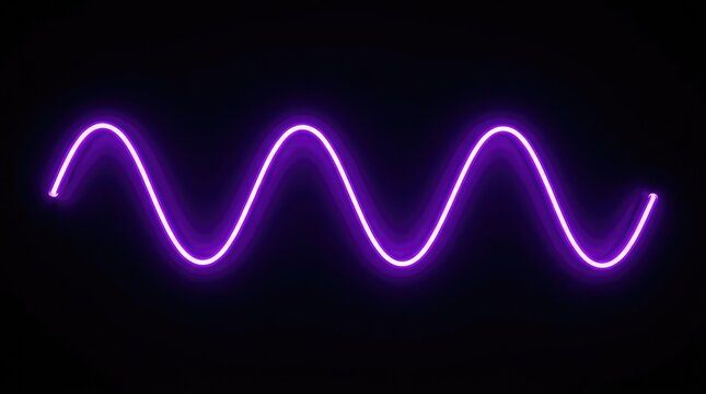 Neon purple sine wave glowing on black background