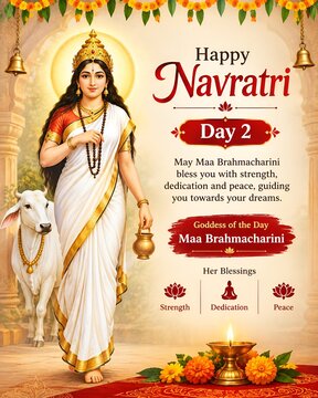 Goddess maa brahmacharini for navratri day 2 divine blessing with goddess durga