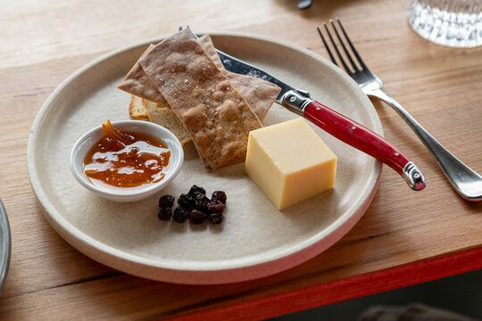 small plate with cheese and crackers