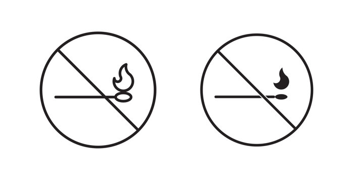 No fire sign flat outline in black