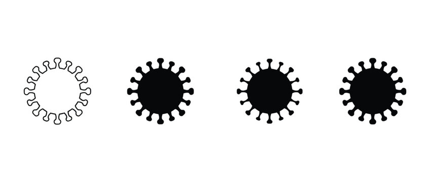 Virus icon set monochrome silhouette of medical pathogen