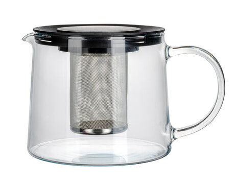 Glass tea pot with a metal filter for brewing loose leaf tea