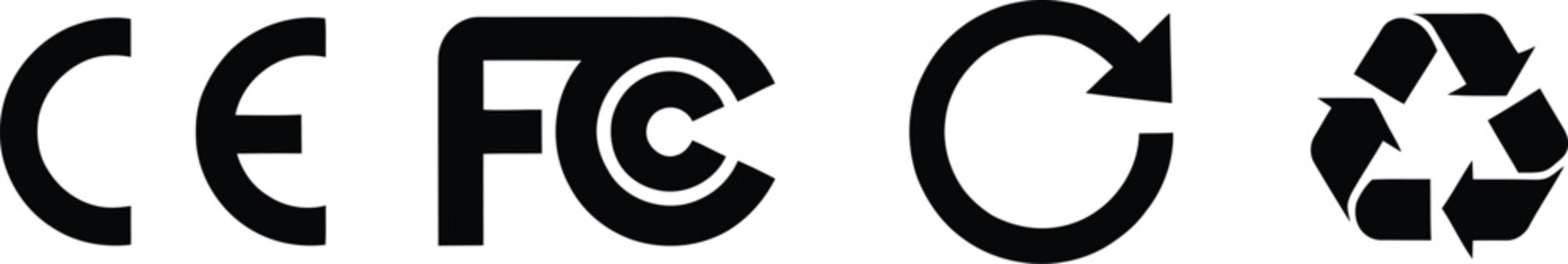 Recycle Arrow FCC Certified Mark Icon featuring Circular Recycling Symbol for Electronics, Compliance, Sustainability, and Product Design